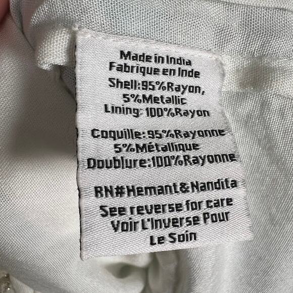 Hemant & Nandita Blue Floral Georgette Metallic Mini Dress XS Sheer *Read - Picture 10 of 11